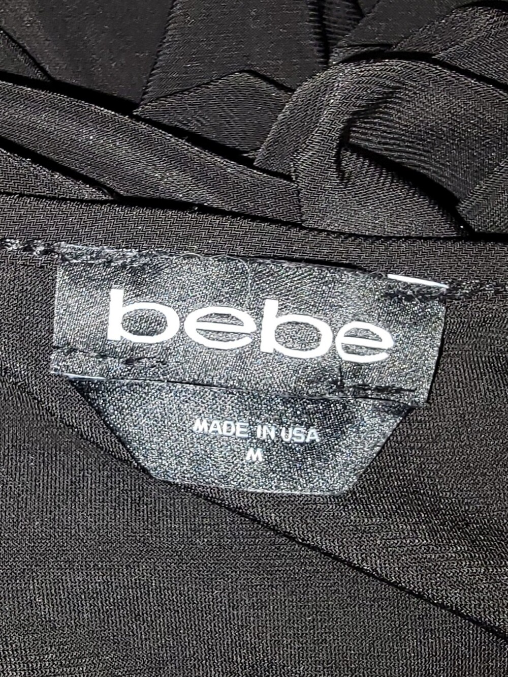 BEBE Black Ruched V-Neck Spaghetti Strap Mini Dress Y2K Style Slinky Sexy LBD - Picture 9 of 14